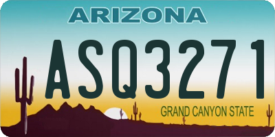 AZ license plate ASQ3271