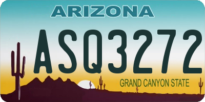 AZ license plate ASQ3272