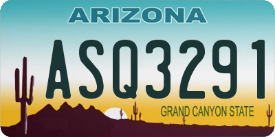 AZ license plate ASQ3291