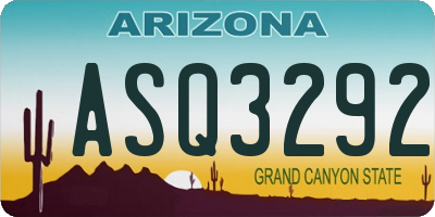 AZ license plate ASQ3292