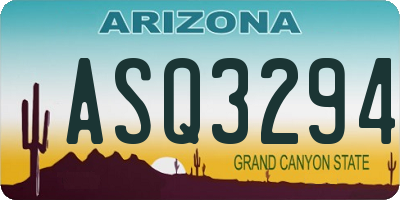 AZ license plate ASQ3294