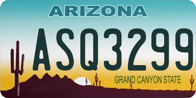 AZ license plate ASQ3299