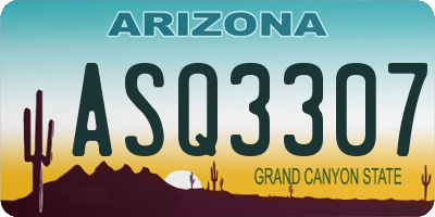 AZ license plate ASQ3307