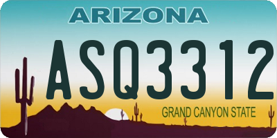 AZ license plate ASQ3312