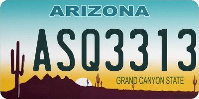 AZ license plate ASQ3313