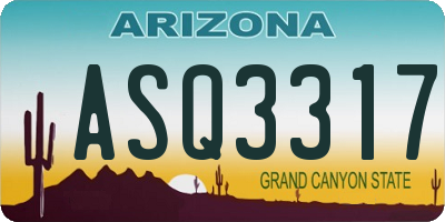 AZ license plate ASQ3317