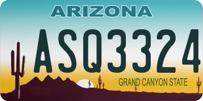 AZ license plate ASQ3324