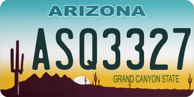 AZ license plate ASQ3327