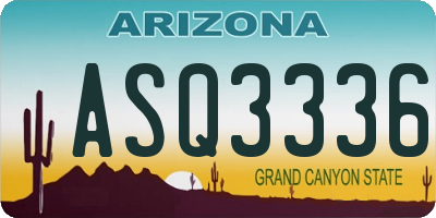 AZ license plate ASQ3336