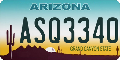 AZ license plate ASQ3340