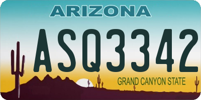 AZ license plate ASQ3342