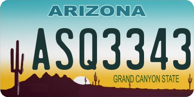 AZ license plate ASQ3343