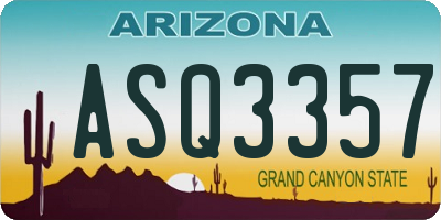 AZ license plate ASQ3357