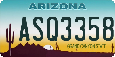 AZ license plate ASQ3358