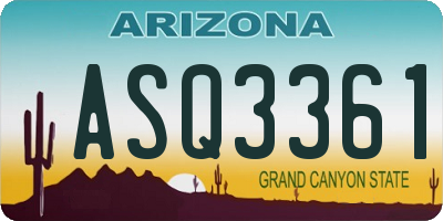 AZ license plate ASQ3361