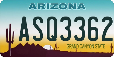 AZ license plate ASQ3362