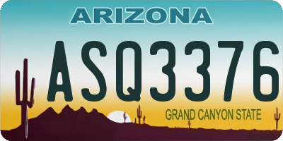 AZ license plate ASQ3376