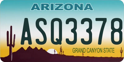 AZ license plate ASQ3378