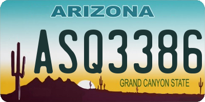 AZ license plate ASQ3386
