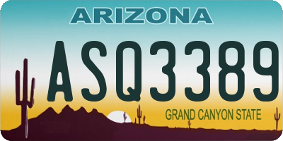 AZ license plate ASQ3389