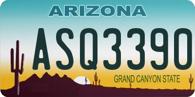 AZ license plate ASQ3390