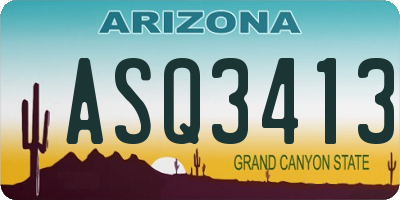 AZ license plate ASQ3413