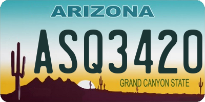 AZ license plate ASQ3420