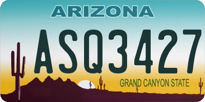 AZ license plate ASQ3427