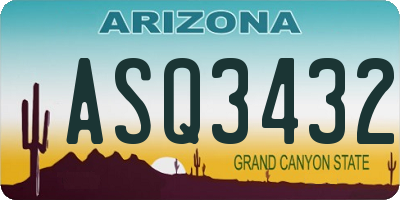 AZ license plate ASQ3432