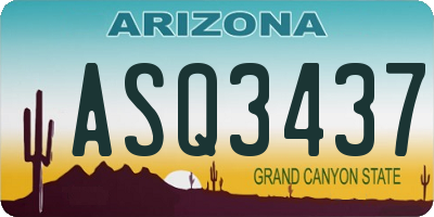 AZ license plate ASQ3437
