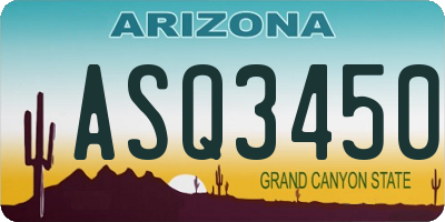 AZ license plate ASQ3450
