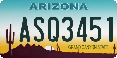 AZ license plate ASQ3451