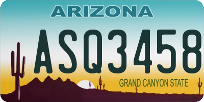 AZ license plate ASQ3458