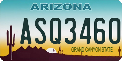 AZ license plate ASQ3460