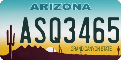 AZ license plate ASQ3465