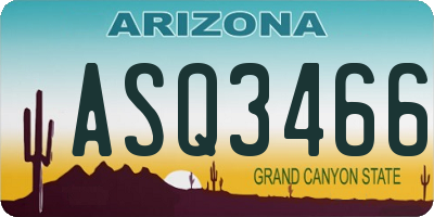 AZ license plate ASQ3466