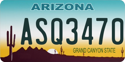 AZ license plate ASQ3470