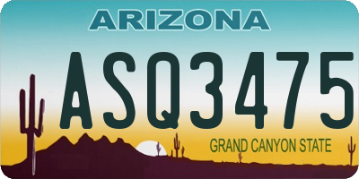 AZ license plate ASQ3475