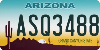 AZ license plate ASQ3488