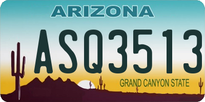 AZ license plate ASQ3513