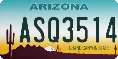 AZ license plate ASQ3514