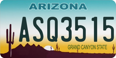AZ license plate ASQ3515