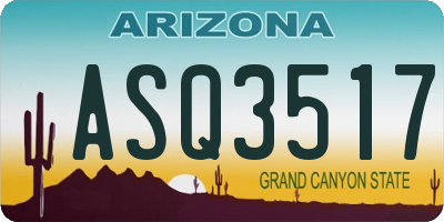 AZ license plate ASQ3517