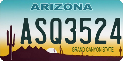 AZ license plate ASQ3524