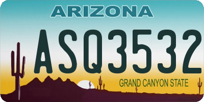AZ license plate ASQ3532