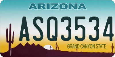 AZ license plate ASQ3534