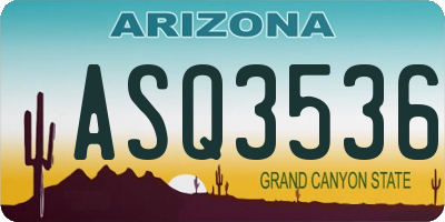 AZ license plate ASQ3536