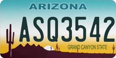 AZ license plate ASQ3542