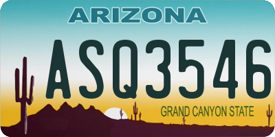 AZ license plate ASQ3546