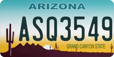 AZ license plate ASQ3549
